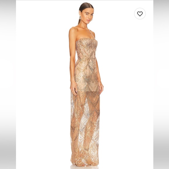 Gisele Beaded Gold Maxi Dress - Picture 2 of 3